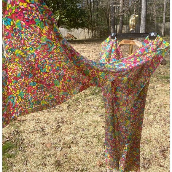 Boutique Pink Colorful Abstract Summer Blanket Scarf - Picture 5 of 5